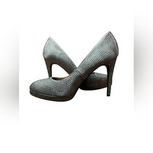 Le Chateau Heels Silver Sparkle Size 9 Sparkly Silver Heels EUC